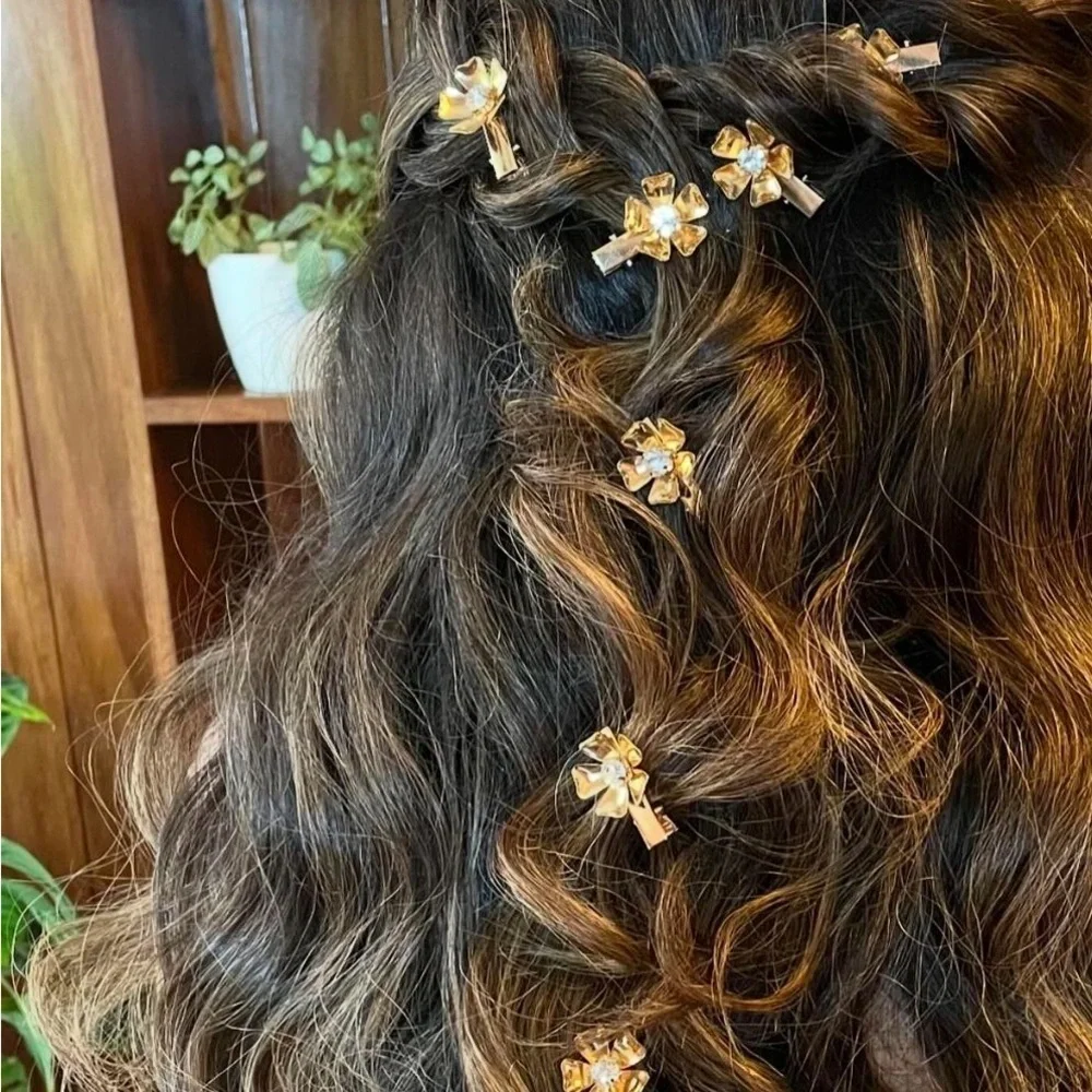 New Gold 4 Hair Clips Elegant Bridal ✨✨✨ Hair Jewerly